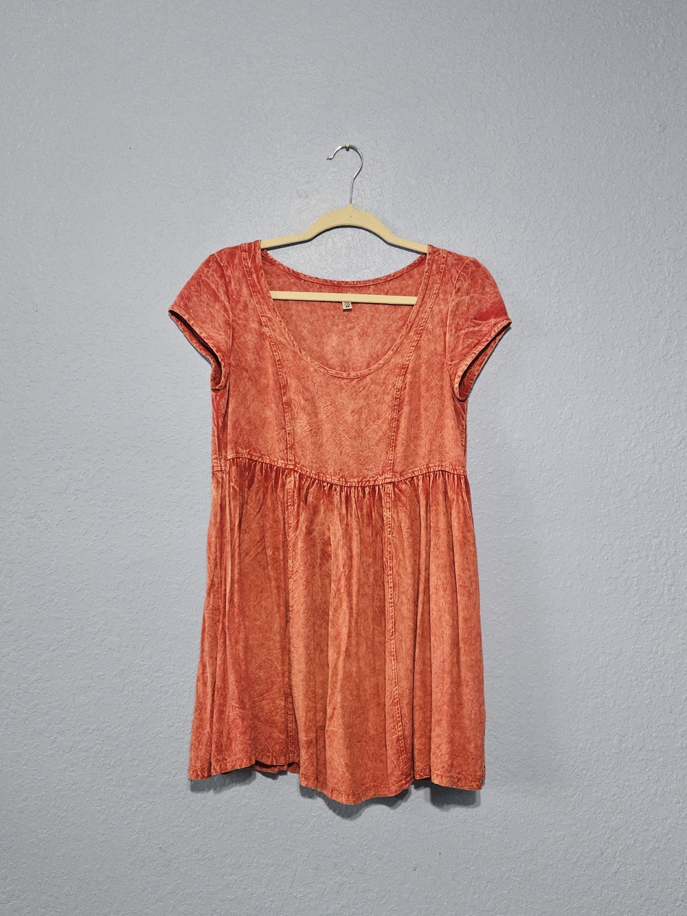 Washed Red Short Sleeve Babydoll Tunic